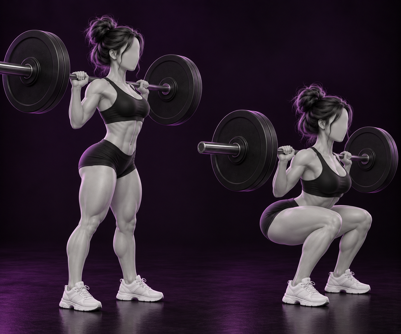 Woman demonstrating a barbell squat